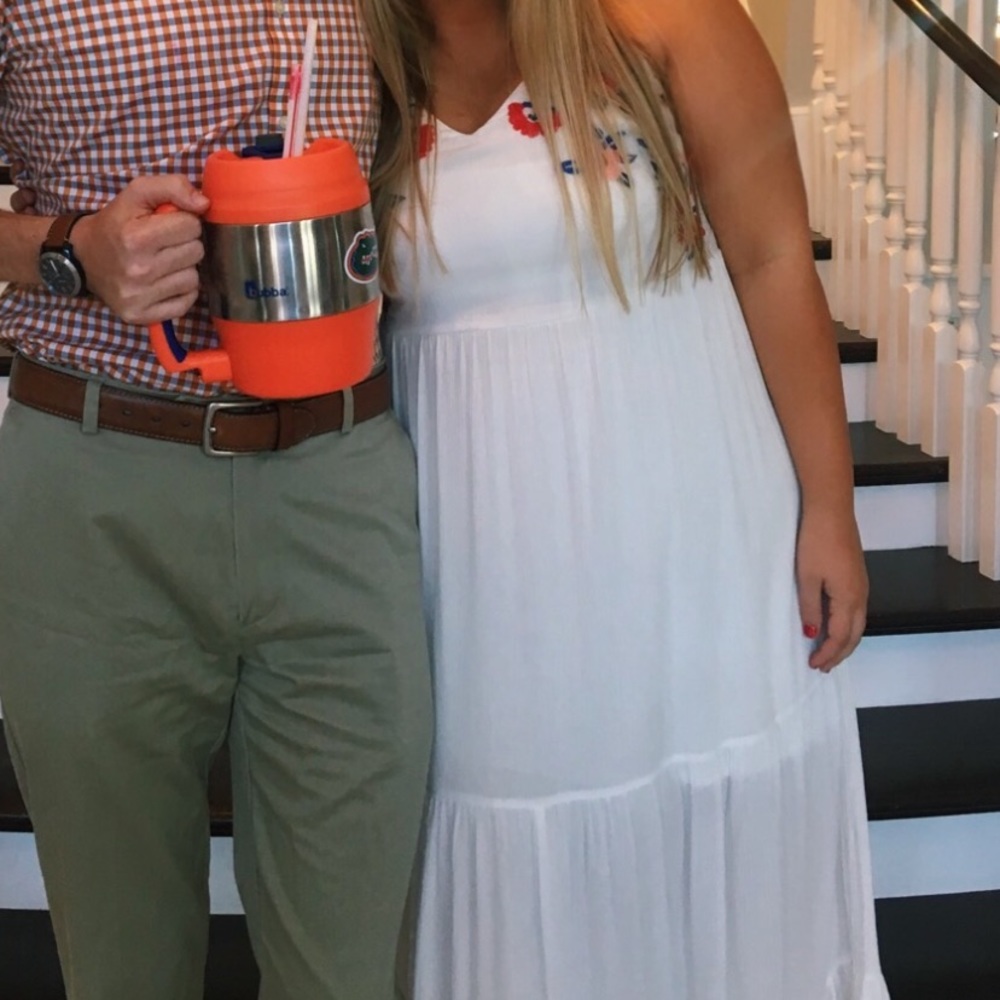 Embroidered linen maxi dress
